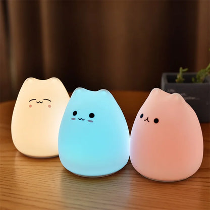 [Cosmozxyz]LED Night Light For Children Baby Kids soft Silicone Touch Sensor 7 Colors