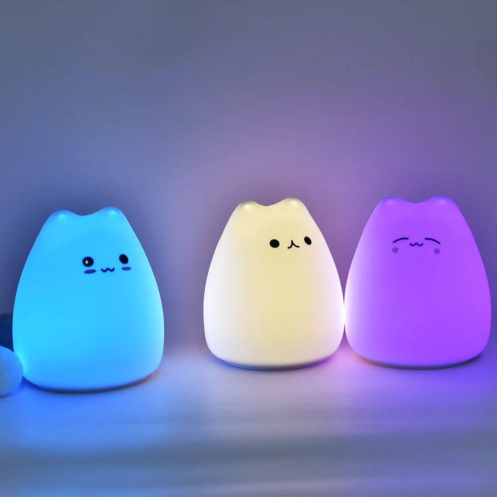 [Cosmozxyz]LED Night Light For Children Baby Kids soft Silicone Touch Sensor 7 Colors