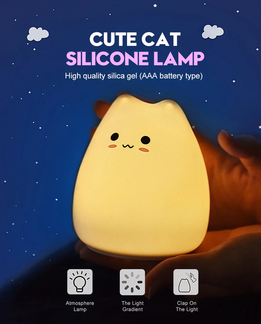 [Cosmozxyz]LED Night Light For Children Baby Kids soft Silicone Touch Sensor 7 Colors